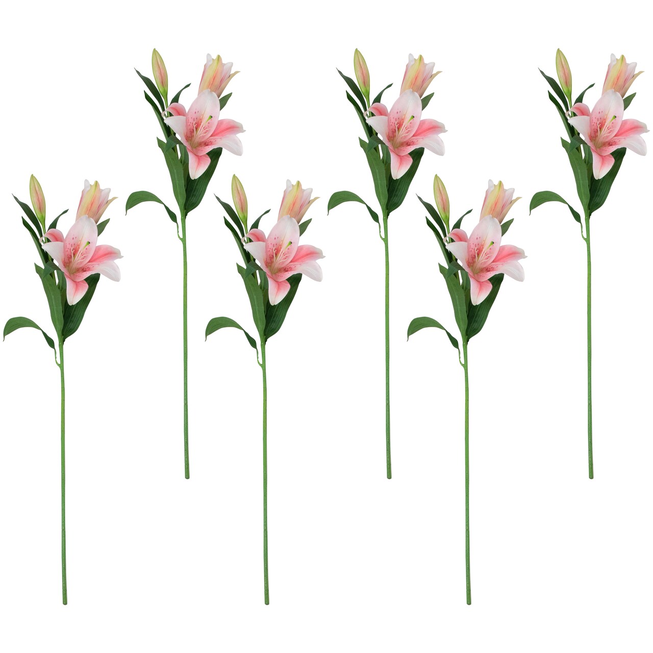 Northlight Real Touch™ Pink Artificial Lily Floral Stems, Set of 6 - 38